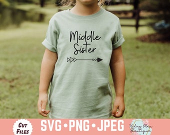 Middle Sister svg, Middle Sister Instant Download, Middle Sister Cut File, Sister Crew, Big Sister svg, New to Crew svg, Sister Shirt png