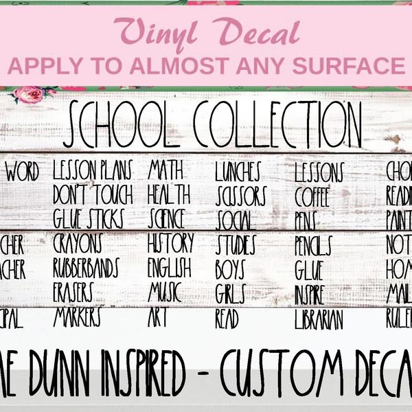 Teacher School Decals, Rae Dunn Inspired Decal, Teacher Dunn, School Dunn Inspired, College Dunn, Classroom Dunn,  Work Dunn, Student Dunn