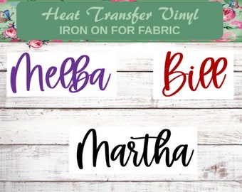 Custom Name Iron On, Personalized Name Iron On, Custom Name Decal,  Birthday Shirt Name Decal, Back To School, Cursive Decal, Elegant Decal