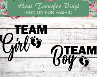 Baby Reveal, Iron On, Team Boy or Team Girl, Boy or Girl Reveal Party, Team Girls, Team Boys, Baby Shower Iron On, Baby Reveal Decal, Baby