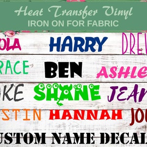 Custom Name Iron On, Personalized Name Iron On, Name Iron On, Custom Name Decal, Shirt Name, Birthday Shirt Name Iron On, Back To School,