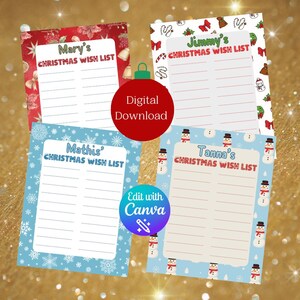 Santa Letter Bundle, Brief an Santa, Weihnachtswunschliste druckbar, Weihnachtswunschliste bearbeitbar, Weihnachten druckbar für Kinder Digitaler Download