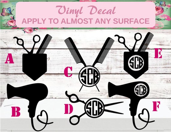 Hair Decal Hair Monogram Stylist Monogram Stylist Decal Etsy