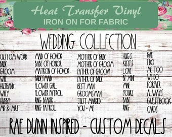 Rae Dunn Inspired, Iron On, Custom Wedding Decal, Wedding Dunn, Wedding Party Dunn, Custom Rae Dunn Inspired Decal, Farmhouse Wedding Decal