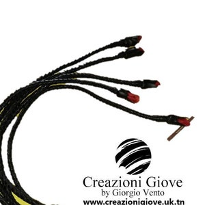 Flogger with roses in real leather