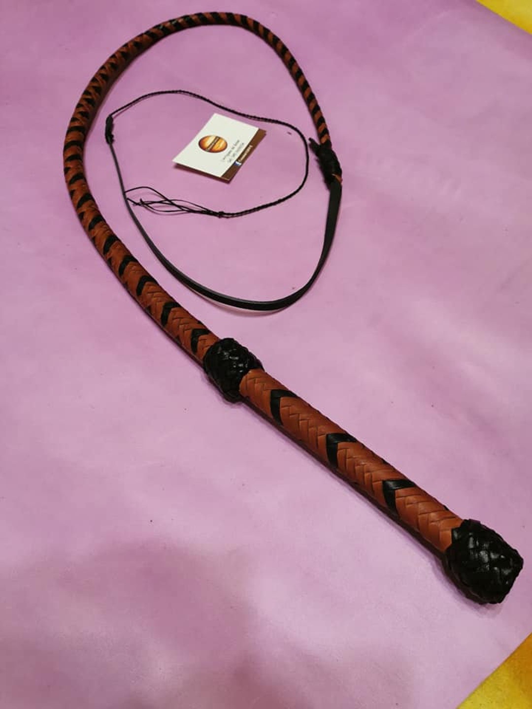 Bullwhip in leer 5 ft