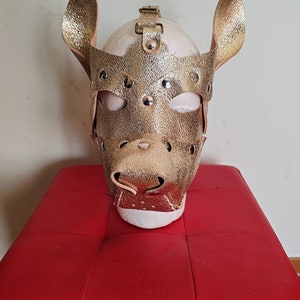 Dog Mask in real leather, &quot;Gold&quot;