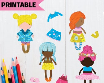 Paper Doll Digutal, Dress Up Paper Doll Printable, Paper Toys for Preschool