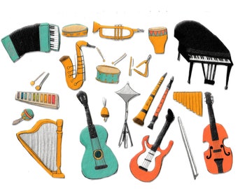 Educational Toys for Kindergarten and Preschool Children, Musical Instruments Felt Board Set for Open End Play