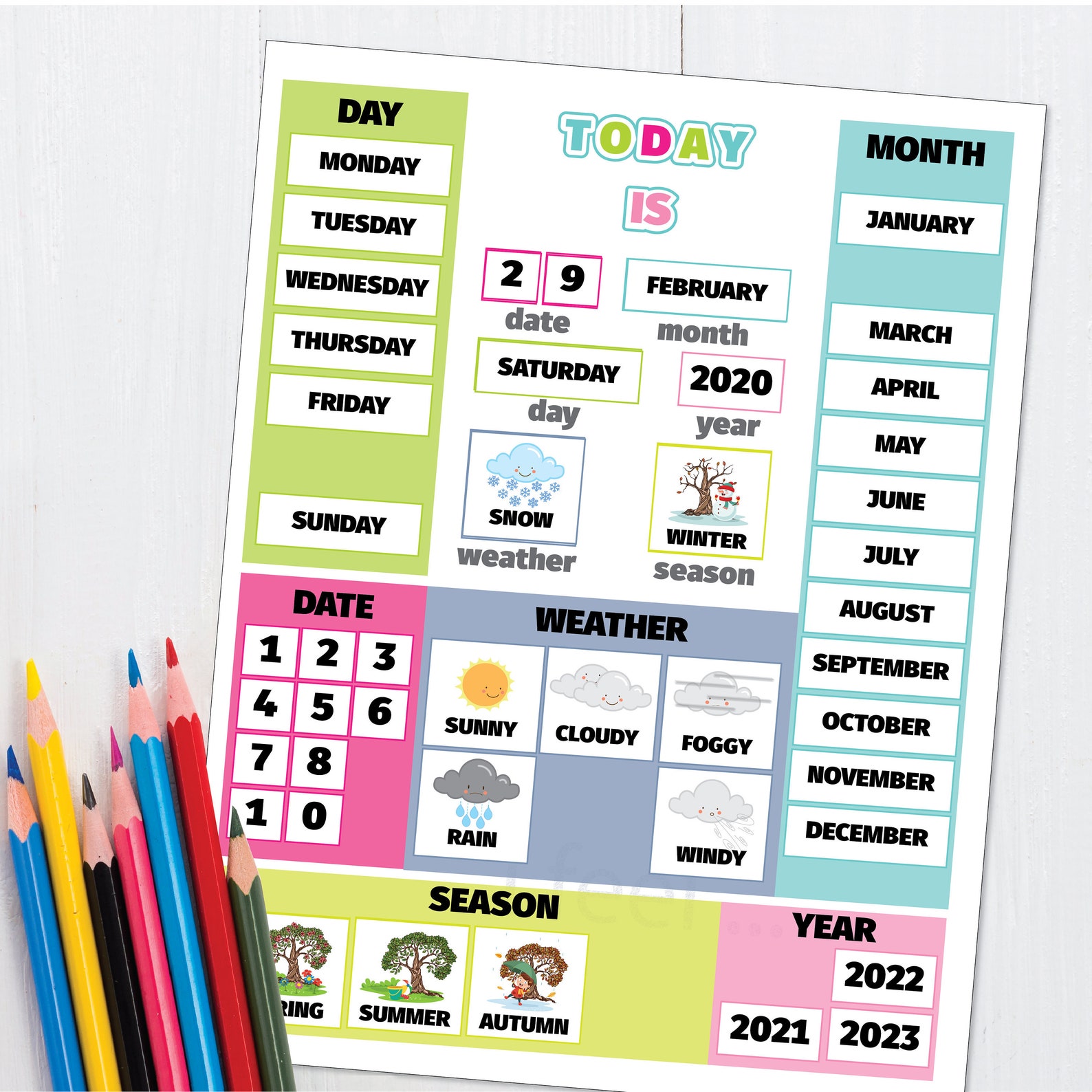 Child Calendar Printable PDF Preschool Classroom Calendar - Etsy