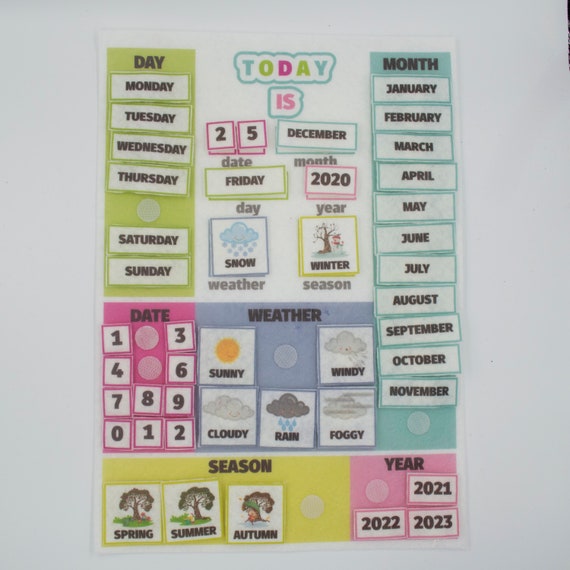 Classroom calendar for preschool children, montessori calendar for kids,  felt learning toys - etsy