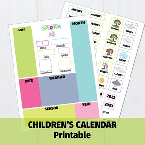 Child Calendar Printable PDF Preschool Classroom Calendar Perpetual ...