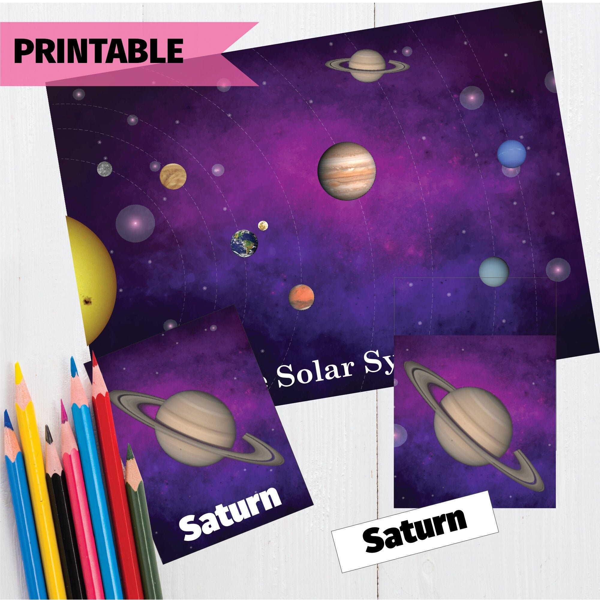 Planets Flash Cards Solar System Poster for Homeschool - Etsy