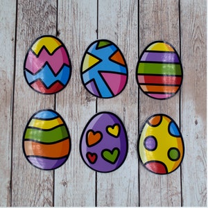 Easter Eggs Coloring Fridge Magnets, Easter Basket Stuffers for Kids, Coloring Activities for Preschool Kids Full Color Eggs
