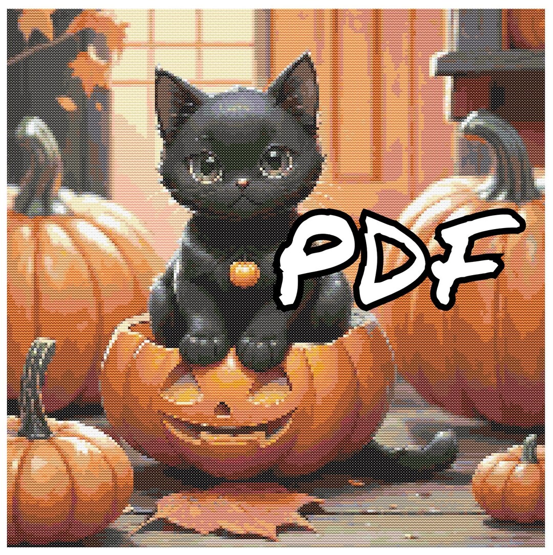 Cross Stitch Pattern | Halloween Black Cat | PDF Pattern | DMC ...