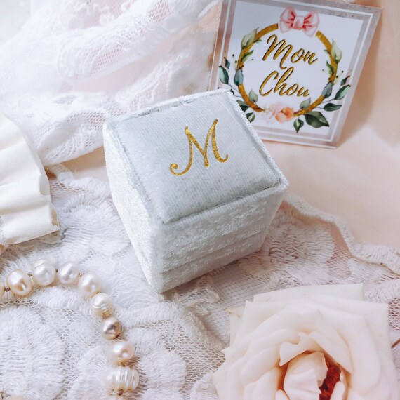 white velvet ring box