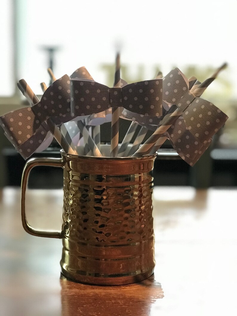 Wedding Bow Tie Straws Graduation Set of 10 Baby Shower Birthday Gender Reveal Anniversary Little Man Retirement 1st Birthday