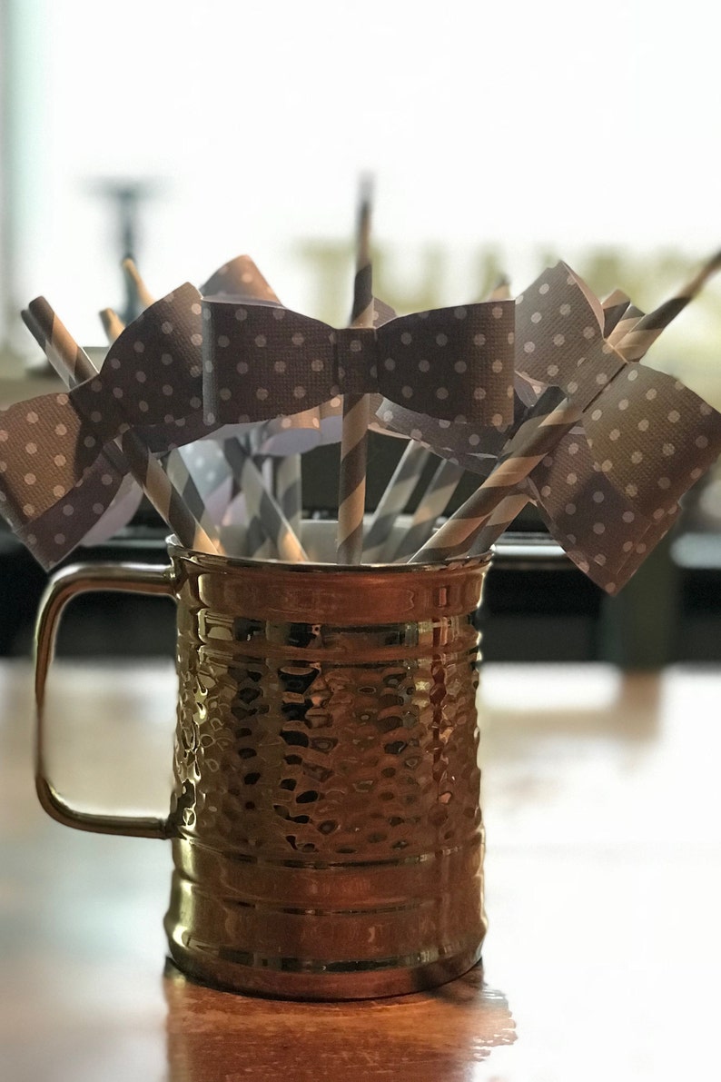 Wedding Bow Tie Straws Graduation Set of 10 Baby Shower Birthday Gender Reveal Anniversary Little Man Retirement 1st Birthday