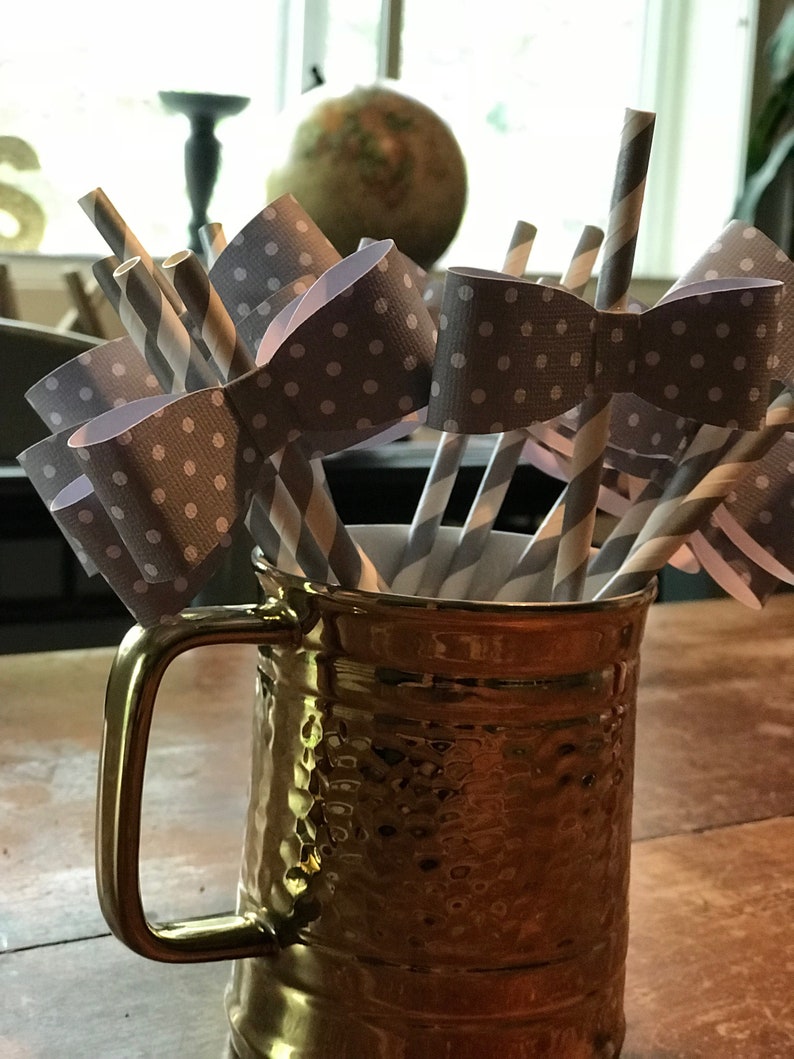 Wedding Bow Tie Straws Graduation Set of 10 Baby Shower Birthday Gender Reveal Anniversary Little Man Retirement 1st Birthday