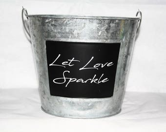 Chalkboard steel buckets for Sparklers, drinks, and more! Can be used for weddings, reunions, graduations and more!