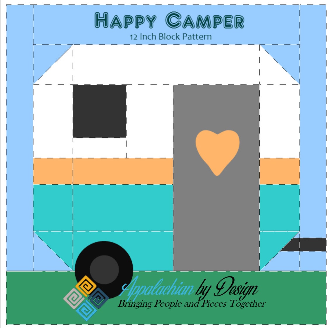 Happy Camper Digital Quilt Block Pattern | Etsy
