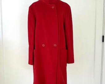 Vintage Eastwood Place Red 100% Pure Wool Double Breasted Coat Size Med Large