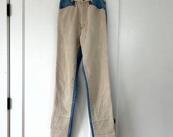 Vintage Thoroughbred Two Tone Colorblock Jeans Western High Rise 0/2 Size 7