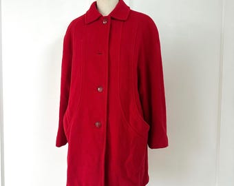 Herman Kay Vintage Red Wool Blend Car Coat Made in USA Womens Small/Medium