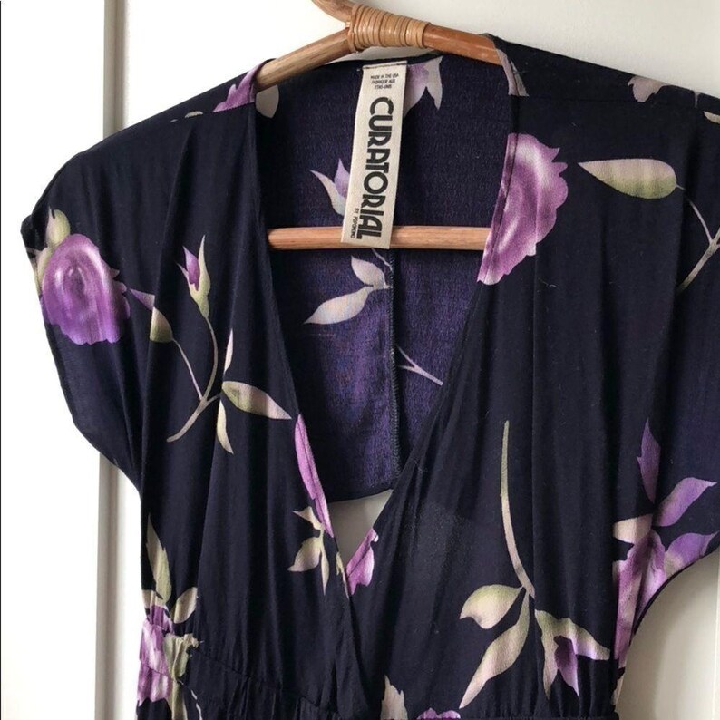 Vintage Urban outfitters Urban Renewal Floral Dress Y2K Cut Out Back Navy image 3