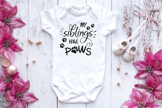 MY SIBLINGS HAVE PAWS Gerber Onesie Baby Shower Gift Pregnancy Announcement