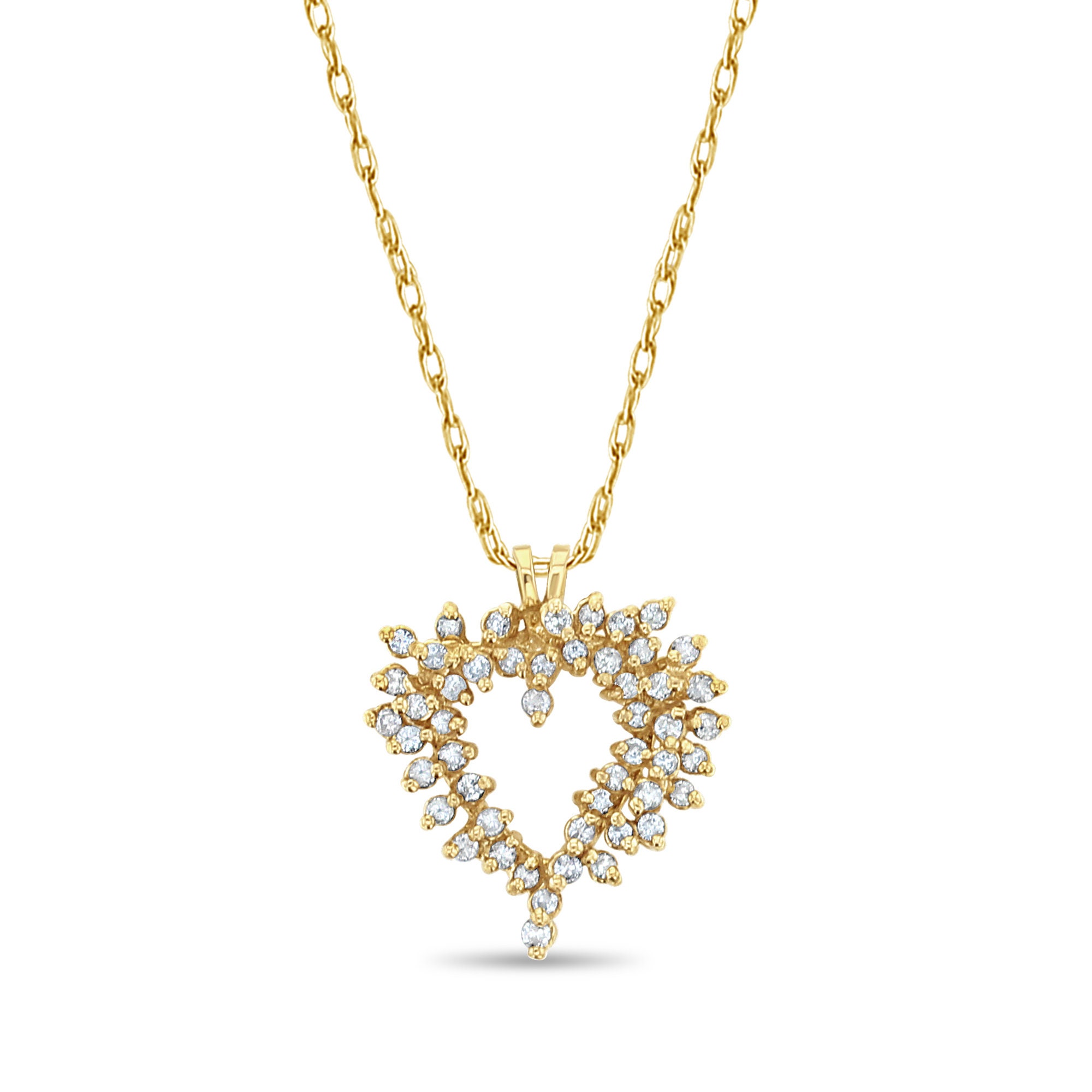 1.1 ctw Diamond Heart Pendant in 14k yellow gold