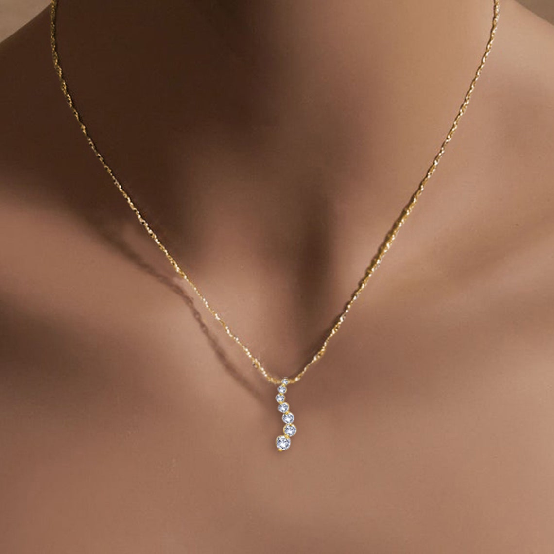 Diamond JOURNEY PENDANT Necklace 14k Yellow Gold 0.75cttw Etsy