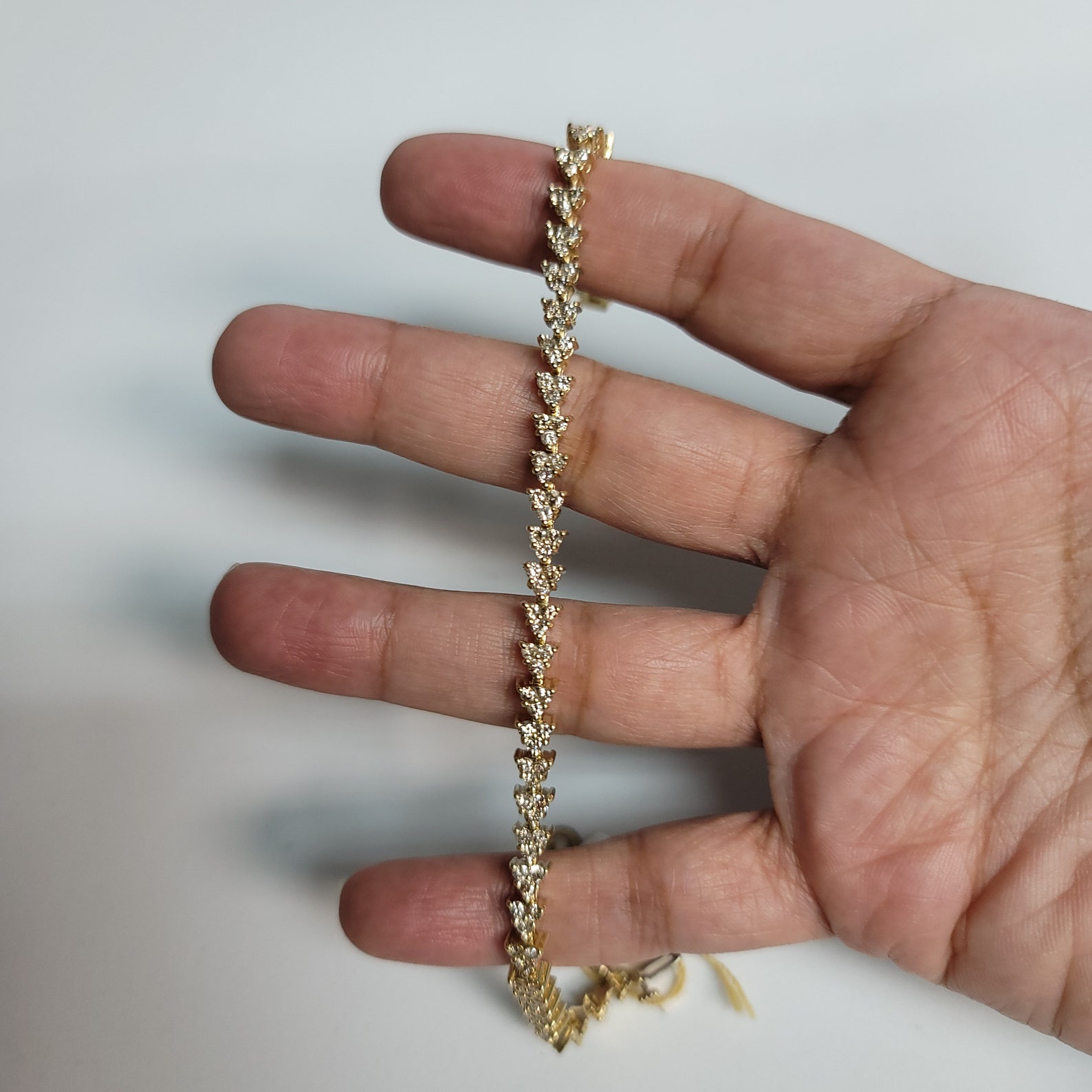 Triangle Shaped Diamond Tennis Bracelet 3.90cttw 14k Yellow Etsy