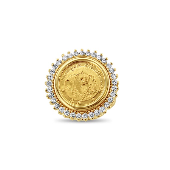 Panda coin deals ring with diamonds