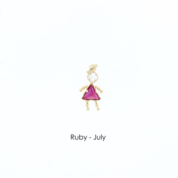 14K 1960's Birthstone Baby Booties Triangle Charm/Pen… Gem