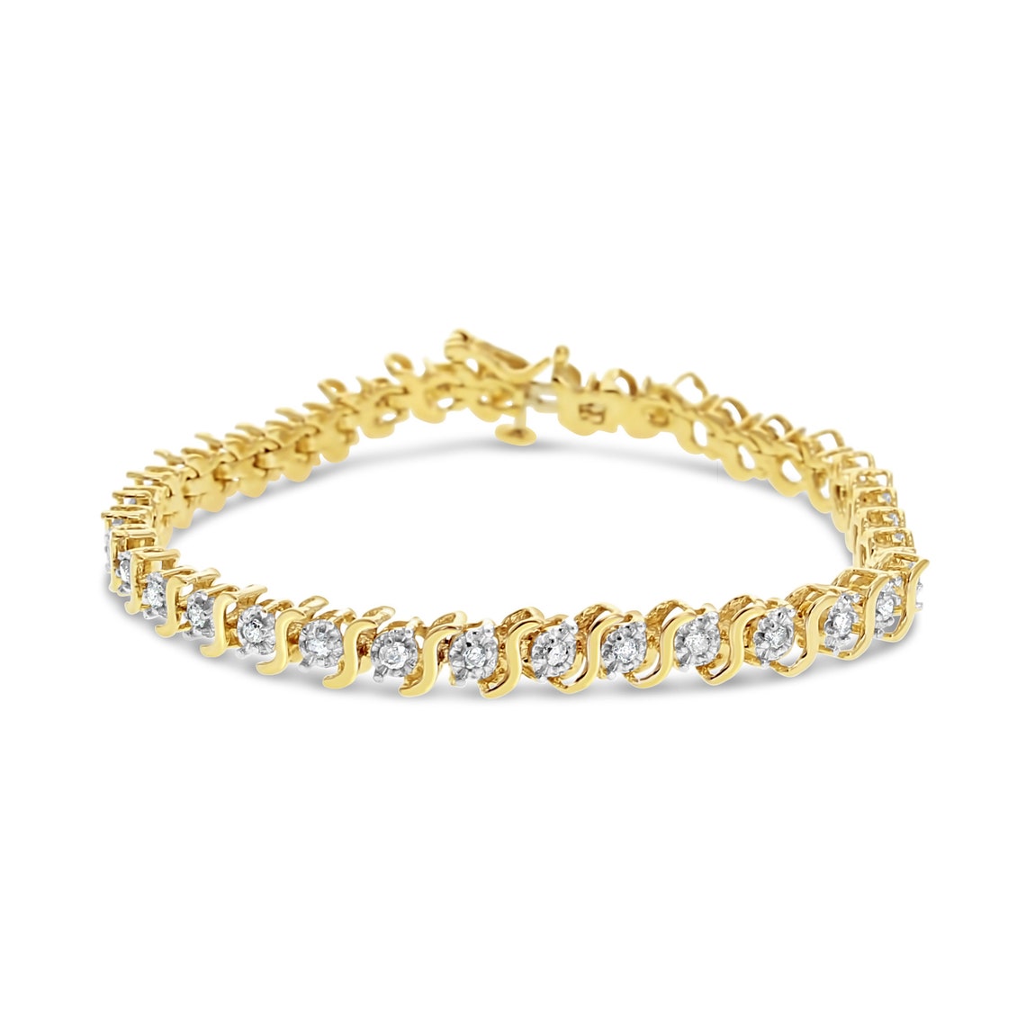 1 Carat S Style Diamond Tennis Bracelet 14k Yellow Gold Gift Etsy