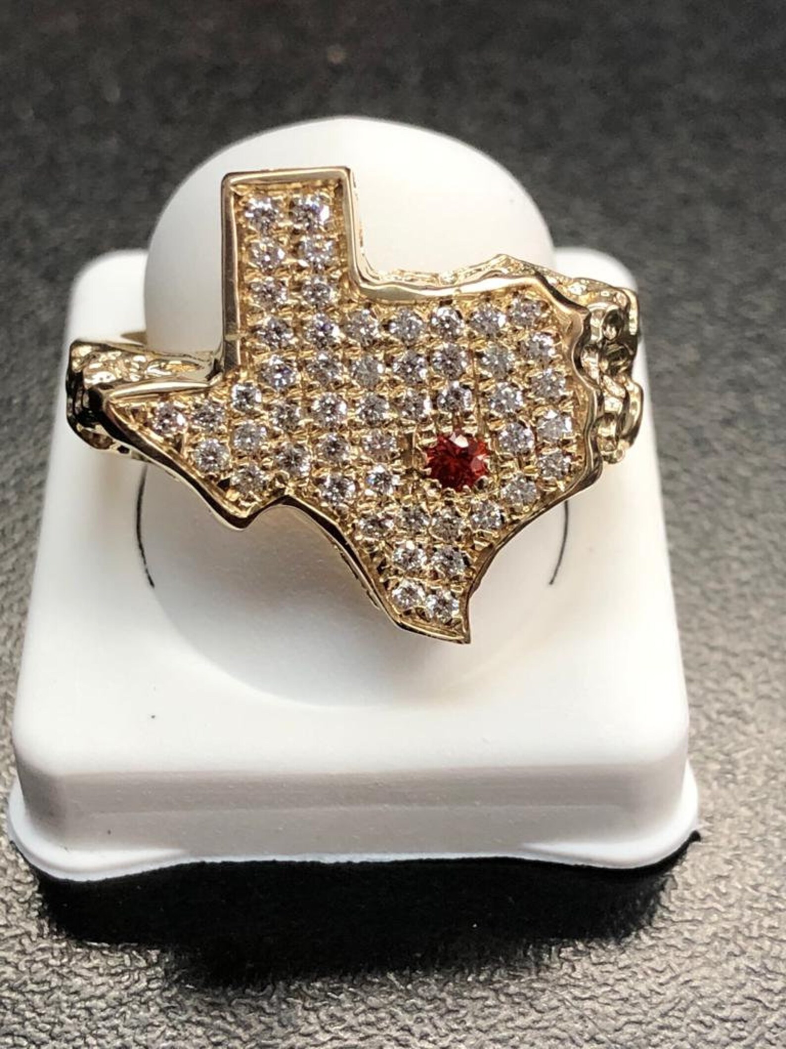 TEXAS shaped Diamond Nugget Ring 14k Solid Yellow Gold Etsy