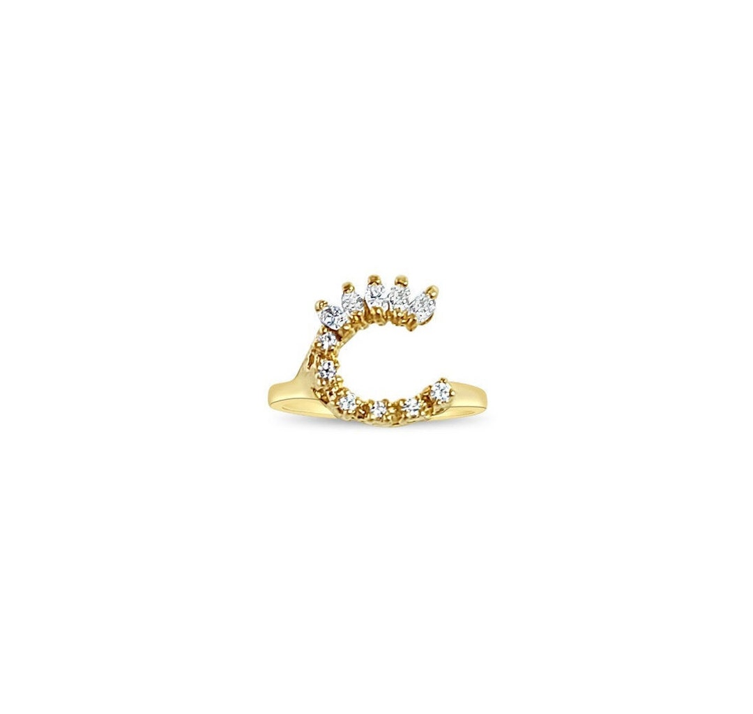 Diamond 'C' Shaped Ring Wrap/enhancer .32cttw 14k Yellow Gold Gift for