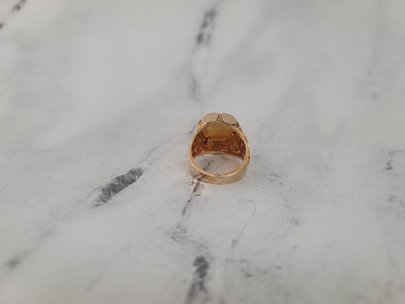 Panda Coin Ring With Pebble Nugget Textured Ring 14k Yellow - Etsy