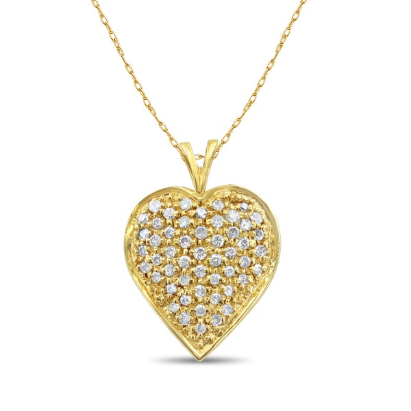 Diamond Encrusted Heart Necklace Etsy