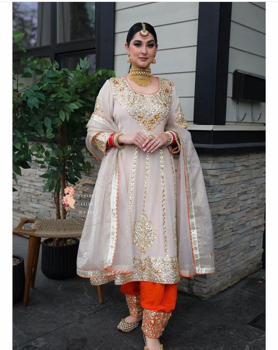 Latest heavy top embroidered punjabi suits