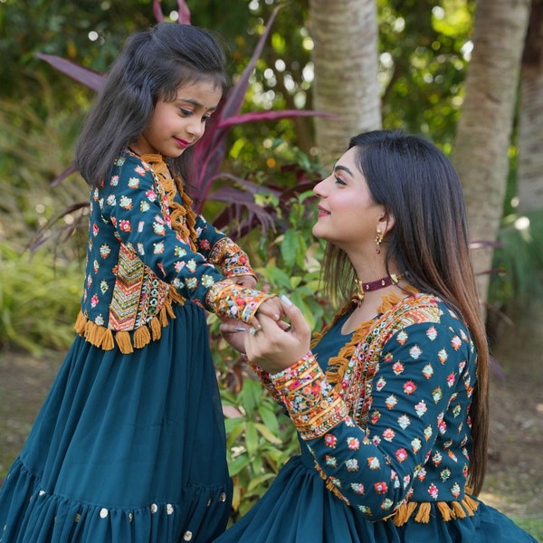 Mother daughter dress Indian lehenga blouse for women | mother daughter matching combo set party wear Lengha for kids,baby girl & mom