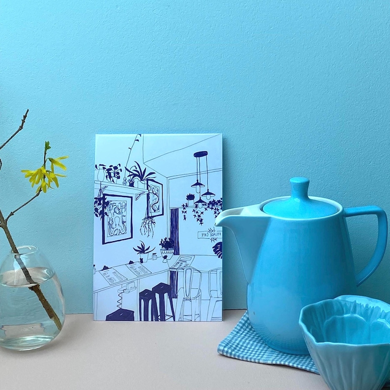 Café Art Print A5 – Hand-illustrated illustration | 10 designs to choose from | Modern wall decor image 11