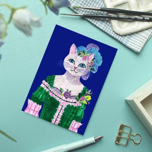 Postkarte Rokoko Katze