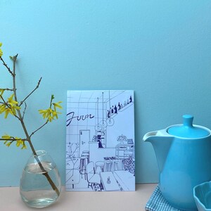 Café Art Print A5 – Hand-illustrated illustration | 10 designs to choose from | Modern wall decor image 13