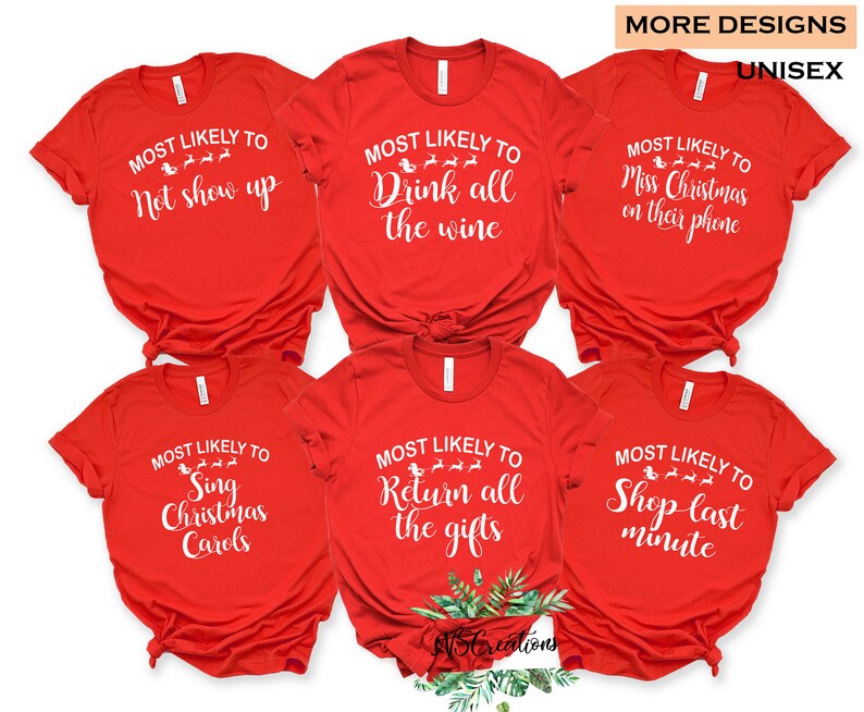 Matching Family Christmas Tshirts/ Most Likely to Etsy Australia