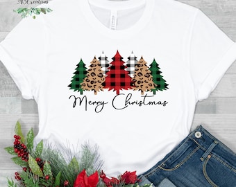 Christmas Merry Plaid Christmas Tree Tshirt/ Family - Australia