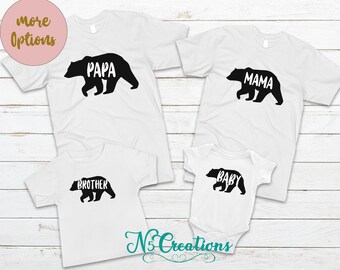 Mama Bear Shirt/ Bear Family Shirts/ Mama Bear Baby Bear Shirt/ Papa Bear Shirt/New Mom Gift/ Baby Shower Gift/ Mom Shirt/ Mum and me WHITE