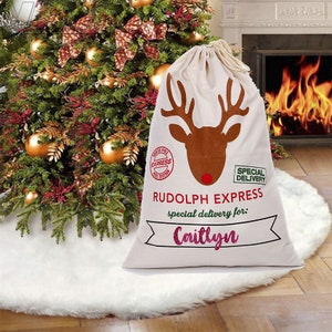 Personnalisé Santa Sacks/Santa Bags/ Custom Santa Sack/ Personalized Santa Sack/ Personalized Stuffers/ Reindeer sack/ reindeer 9