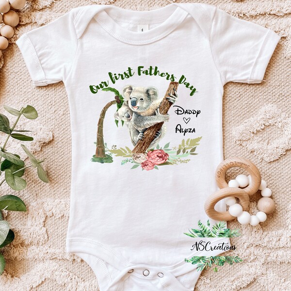 Our first Fathers Day Bodysuit/ Happy Father's Day/1st  Fathers day gift from baby/ dad daddy gift/ new dad outfit/ daddy and me/ KOALA